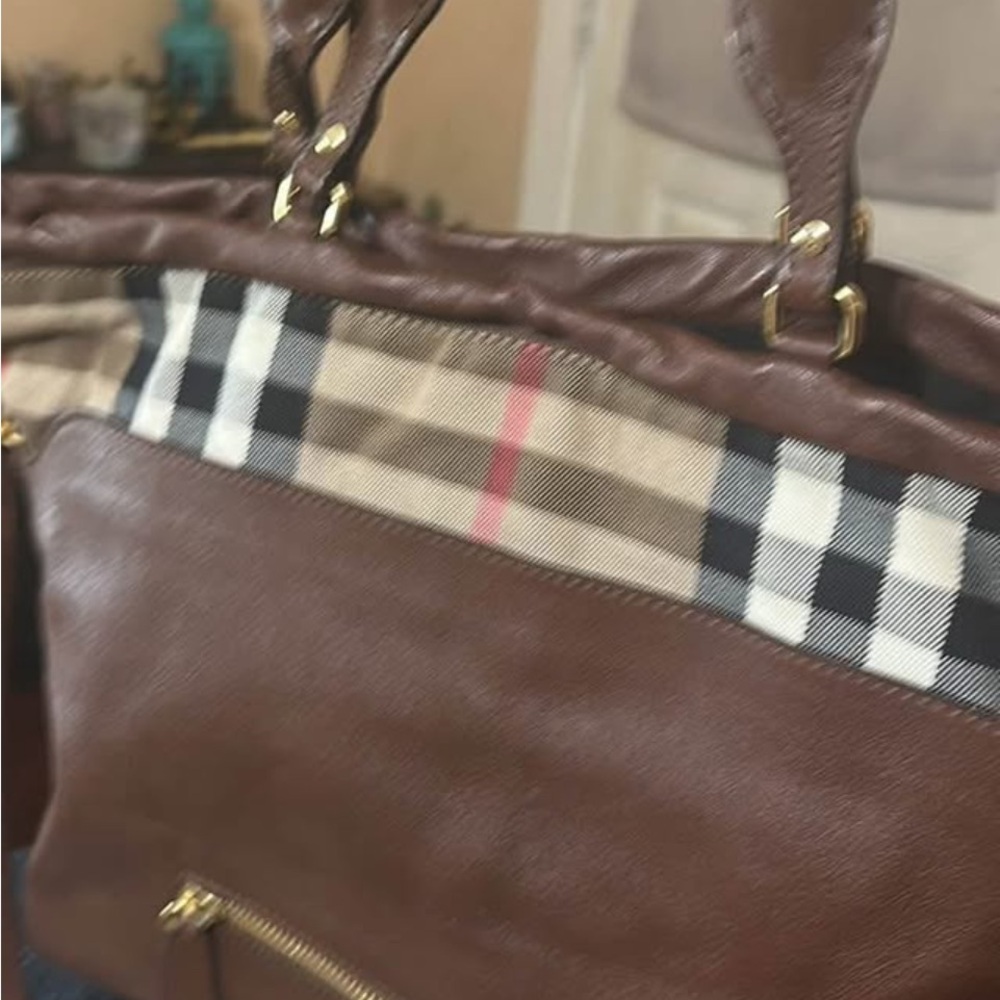 Burberry Brown Leather big size Tote - Picture 5 of 7